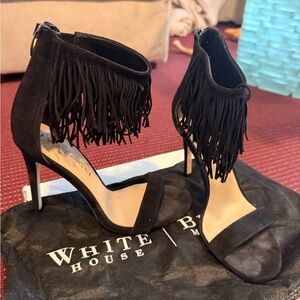 Authentic Via Spiga Black Fringe high heel Sandals